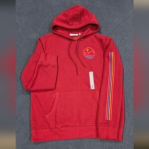 Sonoma Red Hoodie with Colorful Stripe Accent